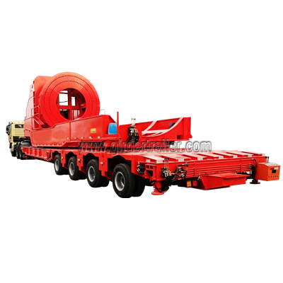 Wind blade adapter mounted on modular trailer