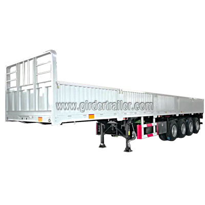 4 axles drop side semi trailer,cargo flatbed trailer