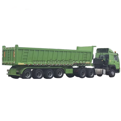 4 axles end dump semi trailer,quad tipping trailer