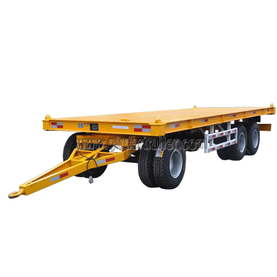 20ft flatbed container draw bar trailer,flat deck full trailer 