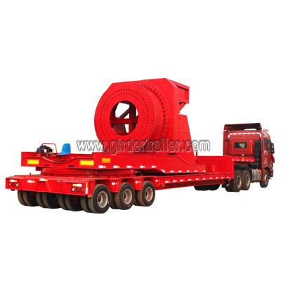 Wind blade adapter mounted on lowbed trailer