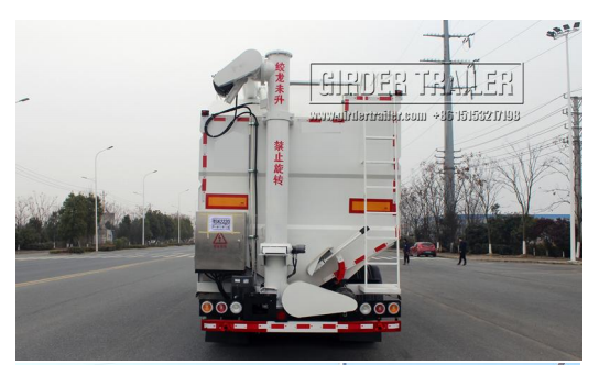 Bulk feed trailer rear auger view