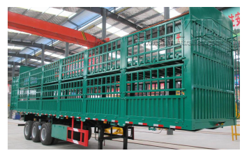 Green livestock semi trailer
