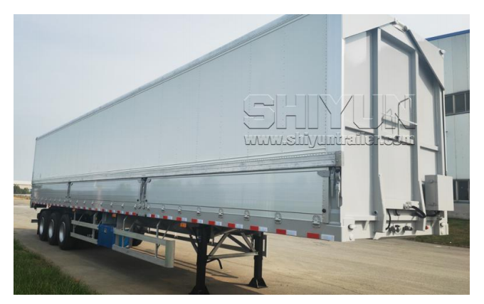 Flat aluminum cover wing van trailer