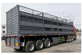 Gray livestock semi trailer