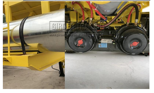Hopper trailer hydraulic cylinder and air tank detail