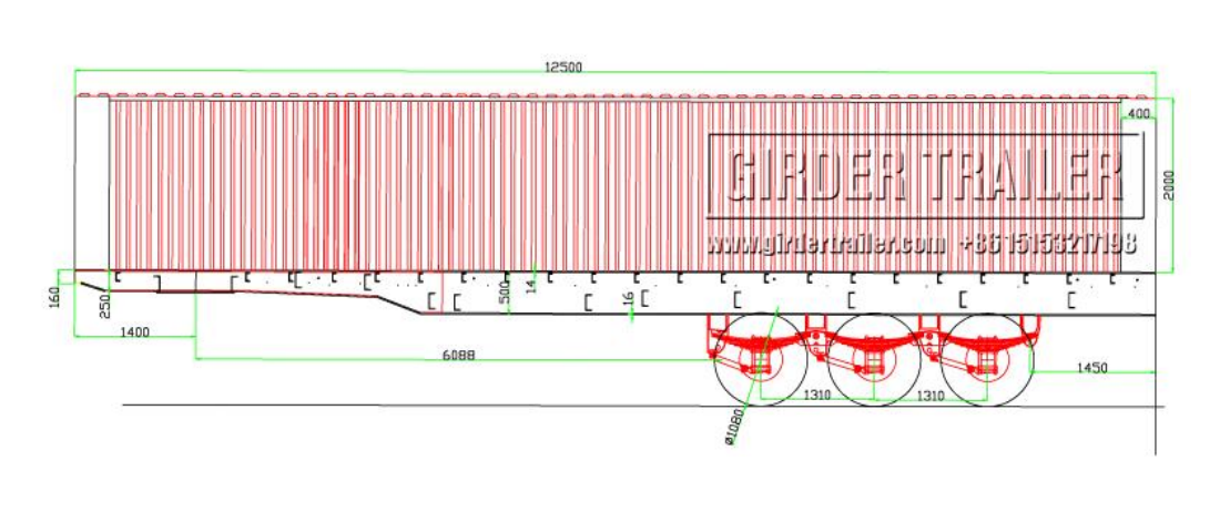 Dry van semi trailer technical dimension drawing