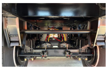 Livestock trailer suspension underside detail