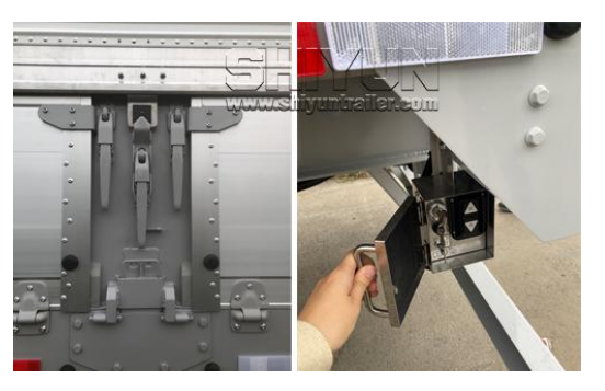 Wing van trailer lock and latch detail