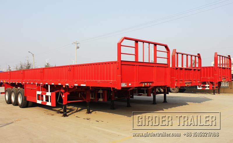 Red drop side trailer panel wall