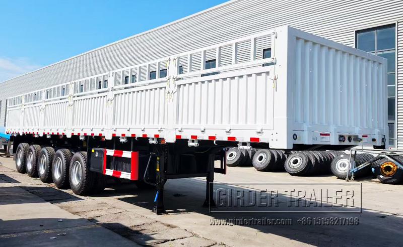 Multi axle drop side trailer white long