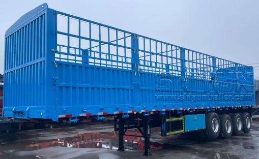 Blue stake fence drop side trailer