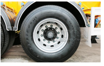 Log trailer wheel and tire detail