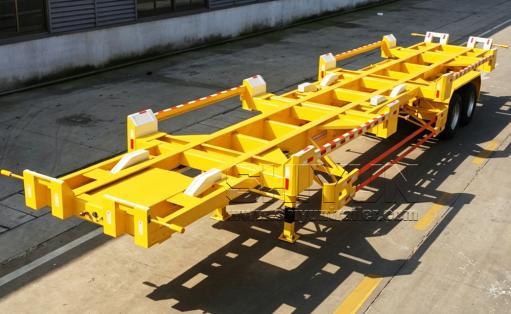 Yellow skeleton semi trailers outdoor