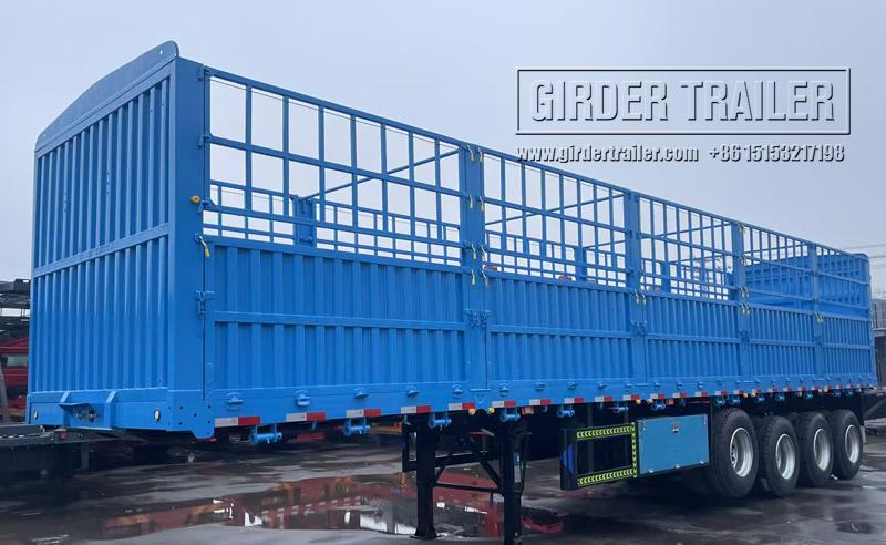 Blue fence semi trailer in workshop