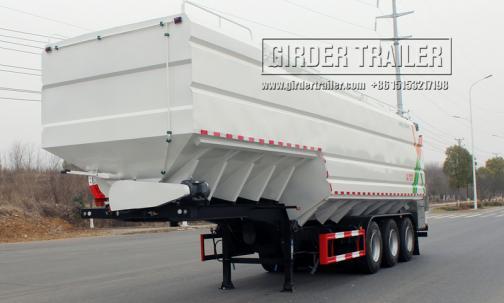 White bulk feed trailer rear angle view