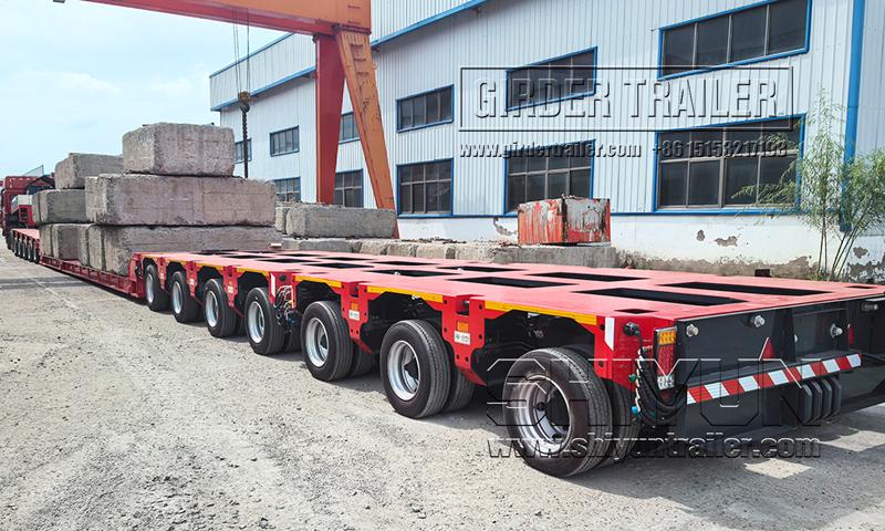 Modular trailer loaded with cargo