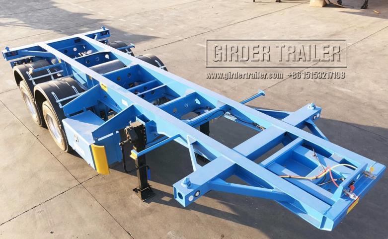 2 axles 20ft container chassis trailer straight beam
