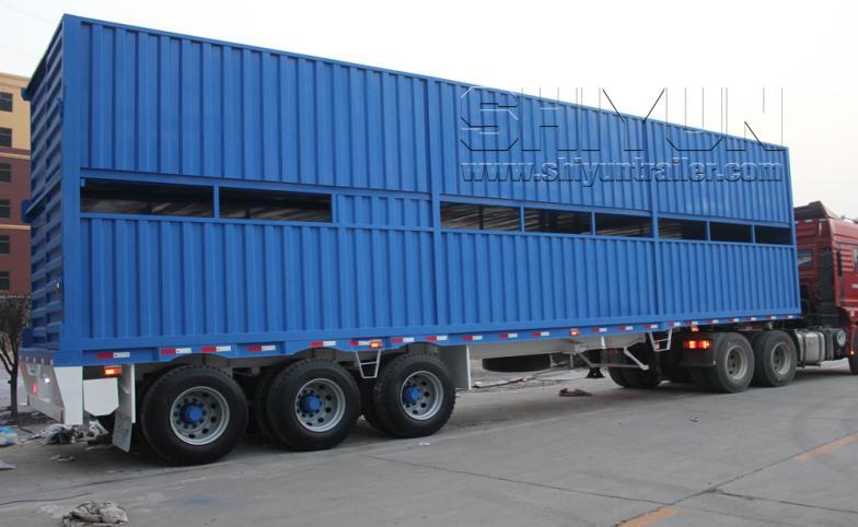 Double deck livestock trailer blue enclosed type