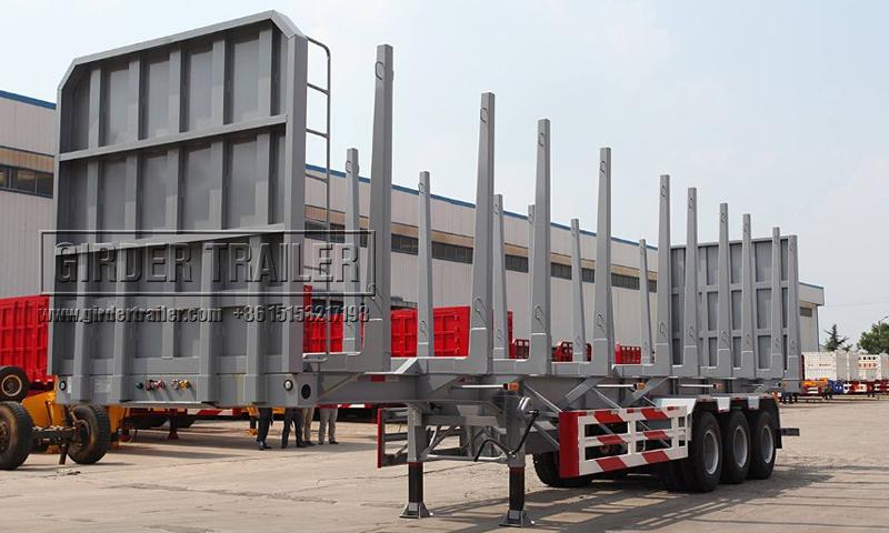 Flatbed type log trailer gray with bolsters