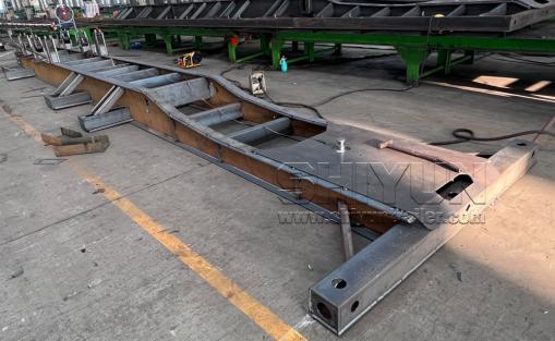 Skeleton trailer chassis frame under construction