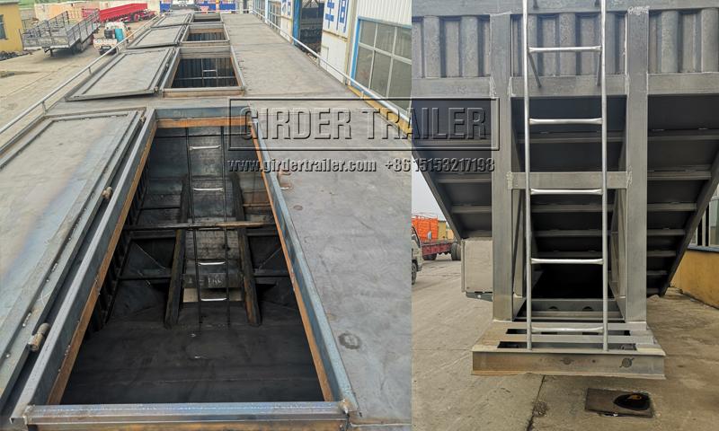 Hopper trailer top hatches and interior ladder detail