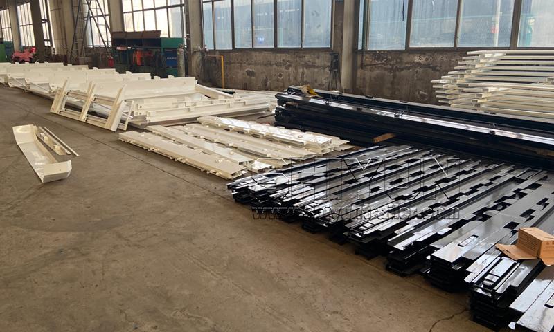 Raw steel materials in workshop