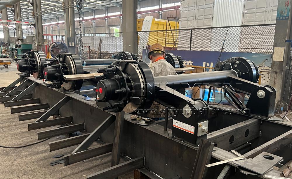 Cut steel components in workshop