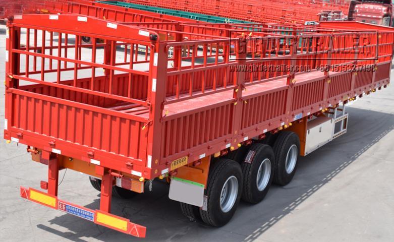 Red fence semi trailer rear view