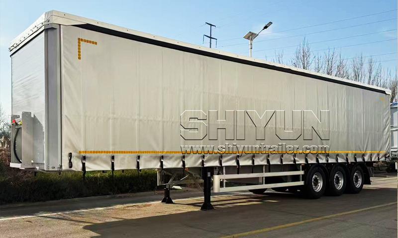 Curtain side trailer side view white