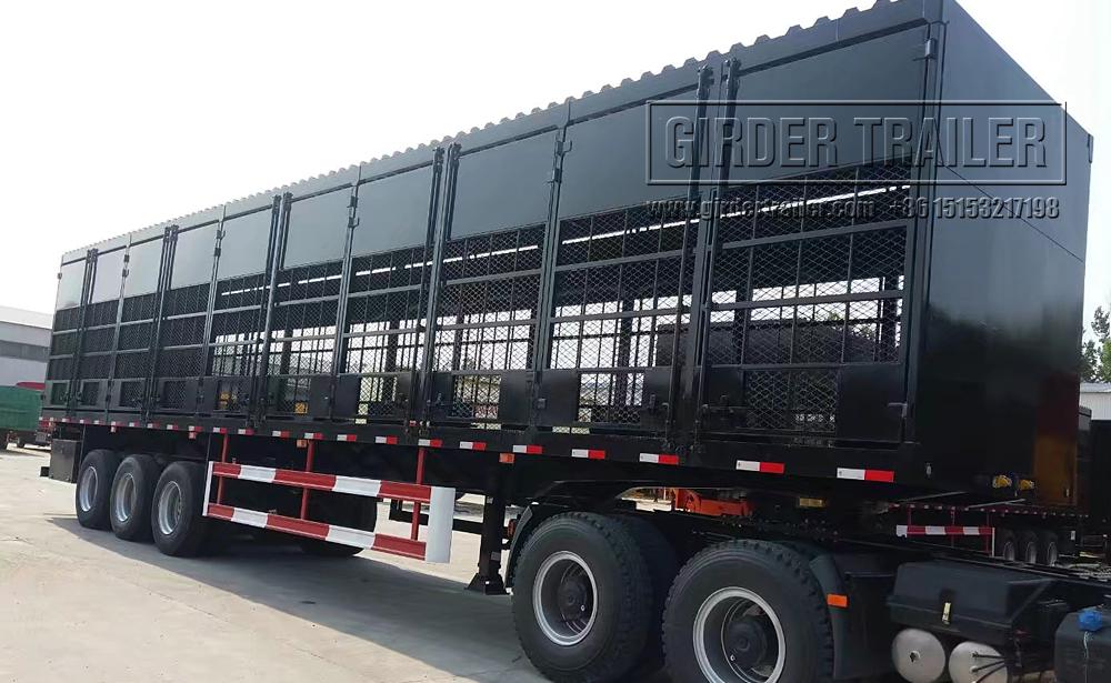 Single layer livestock trailer black with fence