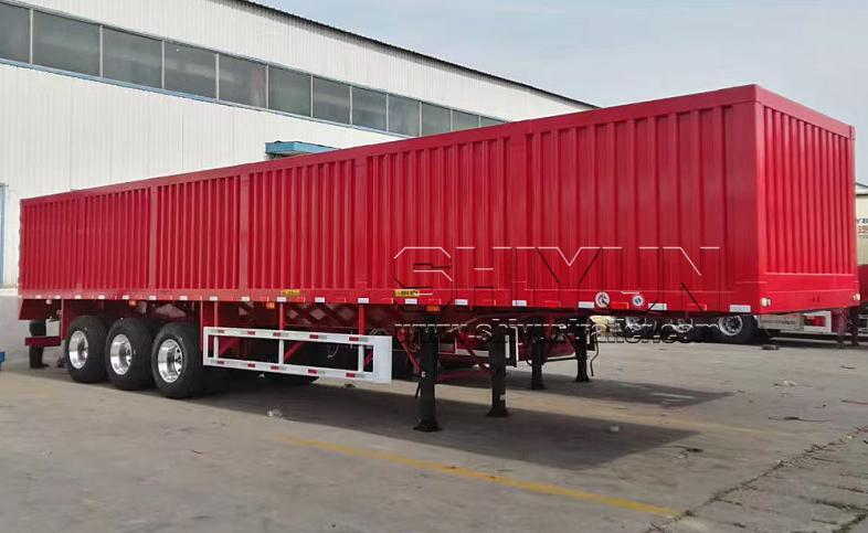 Red dry van trailer multi axle