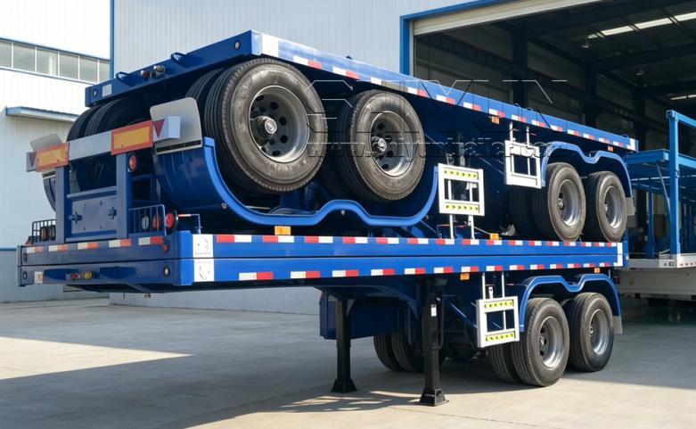 20ft flatbed trailer triple axle rear view