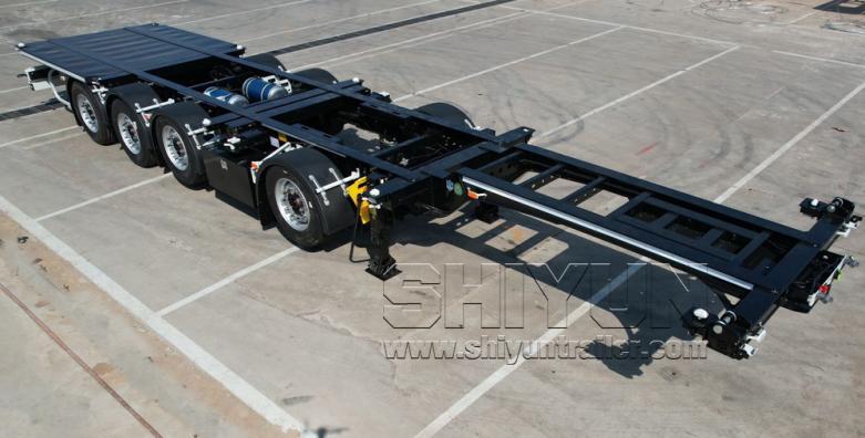 4 axles 40ft skeleton trailer with 1st axles lifting