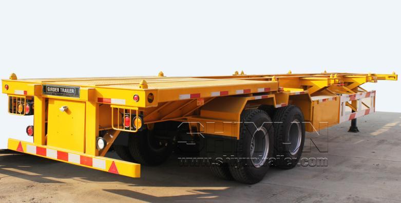 2 axles 40 ft container chassis trailer straight beam