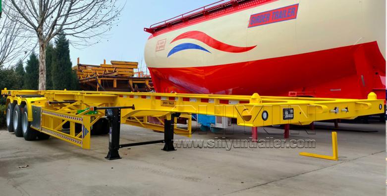 3 axles 40 ft container chassis trailer straight beam