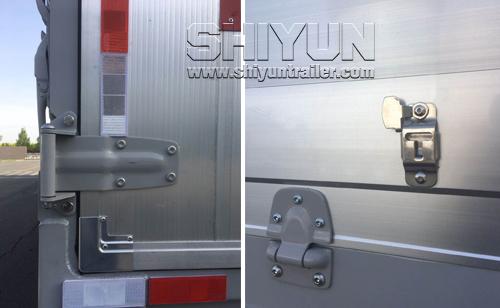 Wing van trailer hinge and lock detail