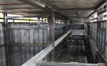 Livestock trailer interior deck floor view