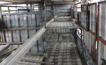 Livestock trailer interior ramp floor view