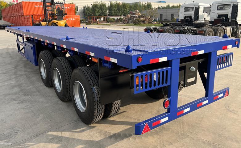 3 axles double tires flatbed trailer