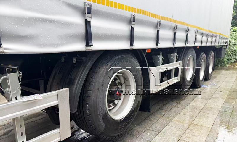 Curtain side trailer multi axle rear view
