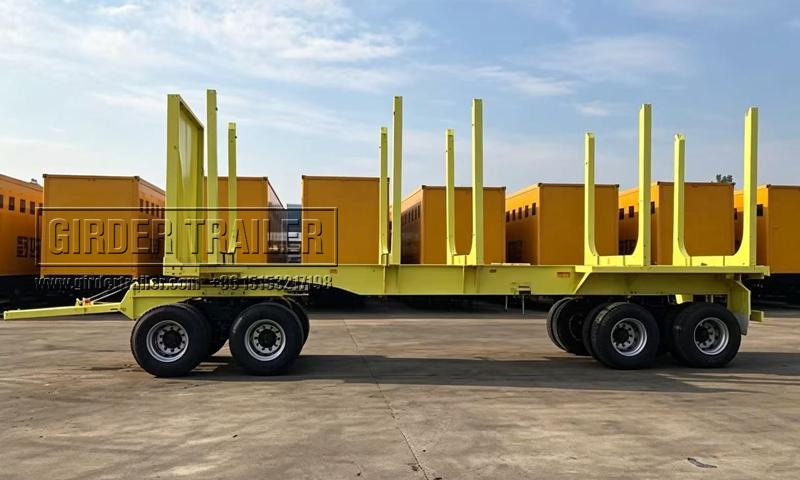 Log full trailer yellow with bolsters