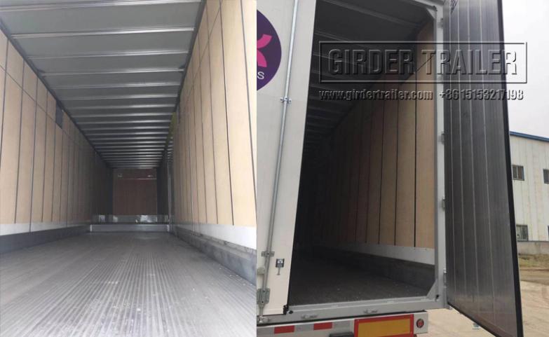 Riveted type aluminum box trailer interior views