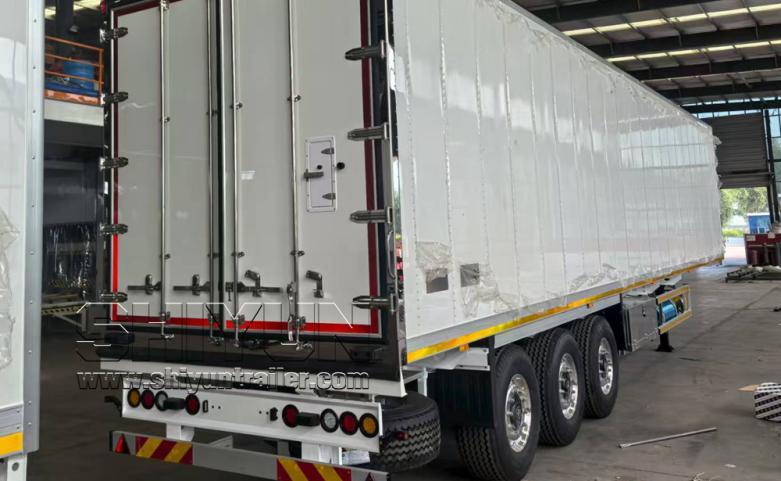Riveted type aluminum box trailer side view