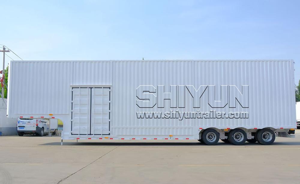 White dry van trailer side door view