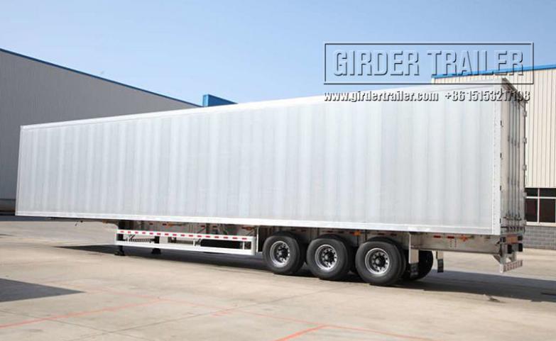 Welding type aluminum box trailer side view