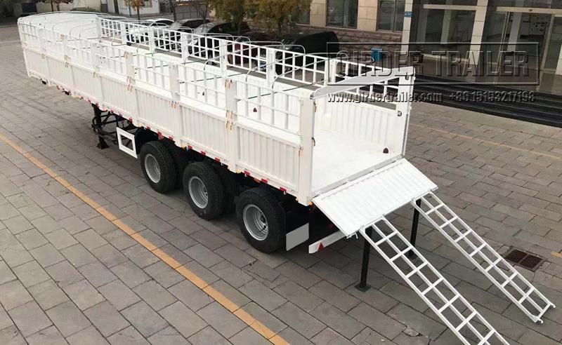White fence semi trailer with rear loading ramp