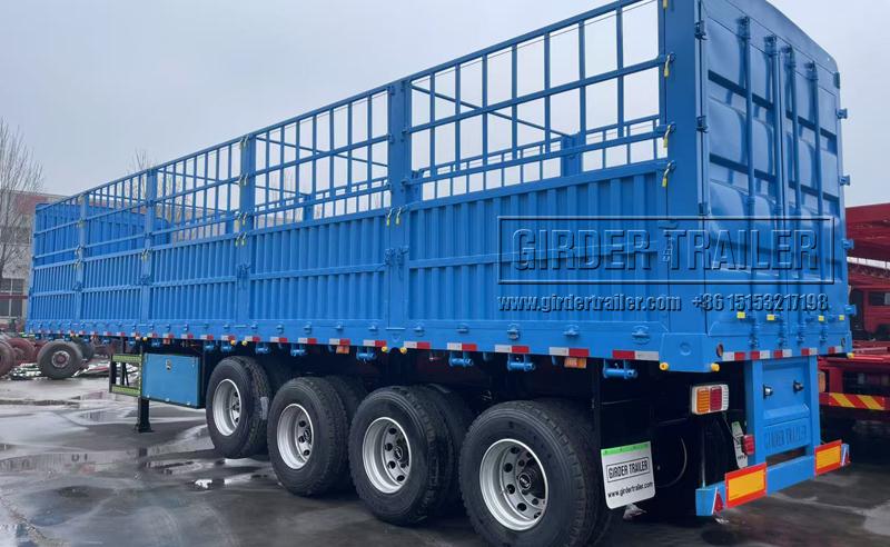 Blue 4 axle fence semi trailer