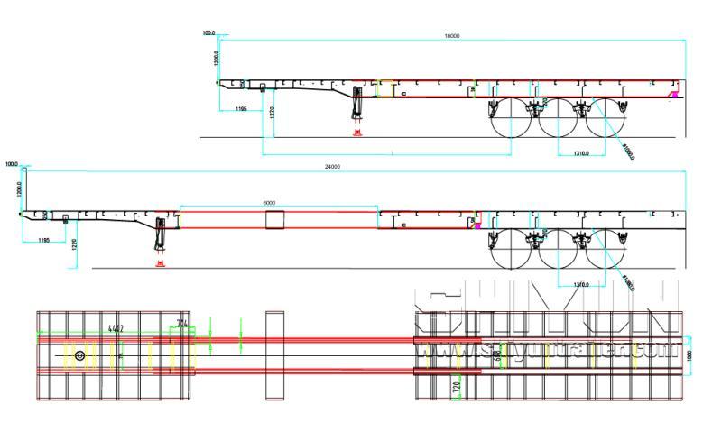 Superlink flatbed trailer technical drawing