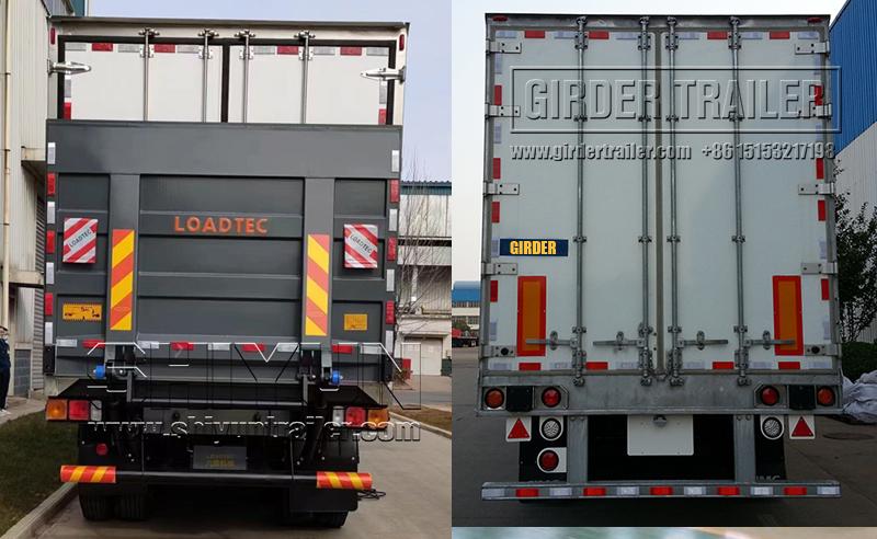 Livestock trailer hydraulic tailgate and loading ramp views